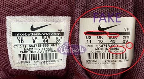 nike air max size tag